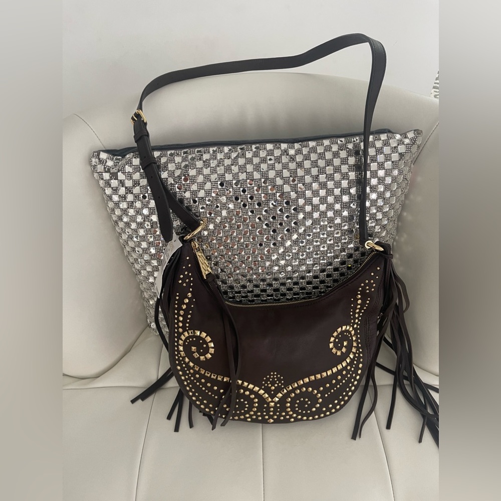 New w/tag! Michael Kors, brown leather, gold studs, perfect, never worn.Tags on.